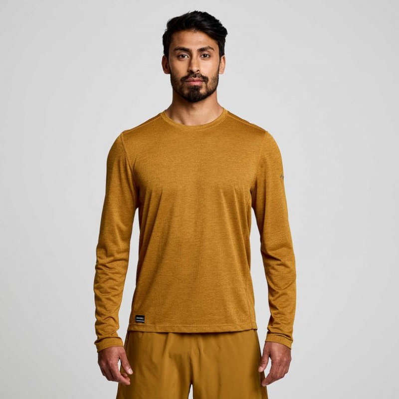 Brown Saucony Stopwatch Long Sleeve Men\'s T-Shirt | EGYPT UTSQJC