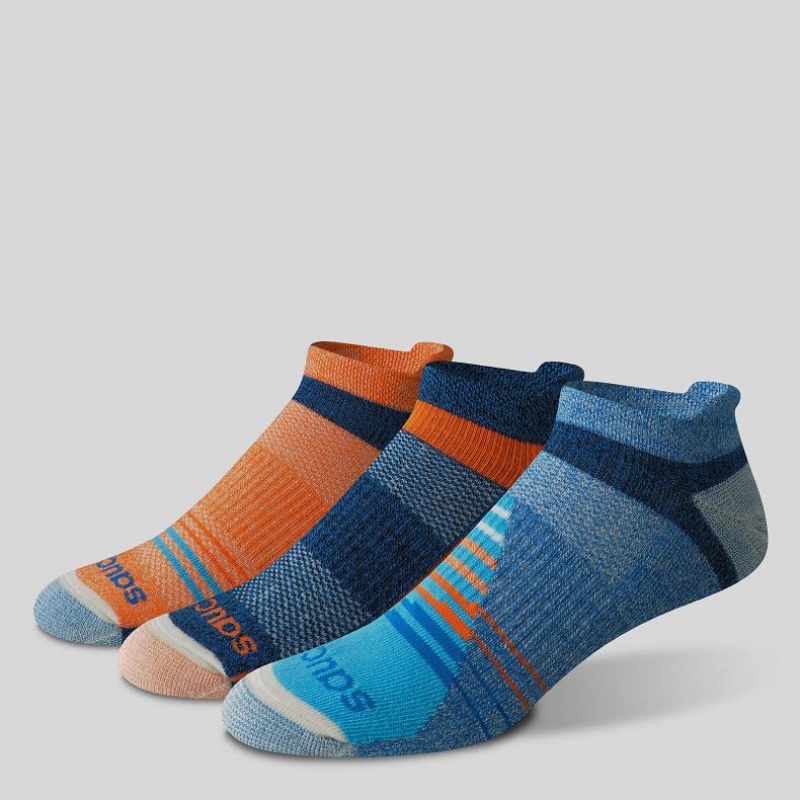 Multicolor Saucony Inferno Merino Wool Blend No Show 3-Pack Men's Socks | EGYPT LHKCVZ