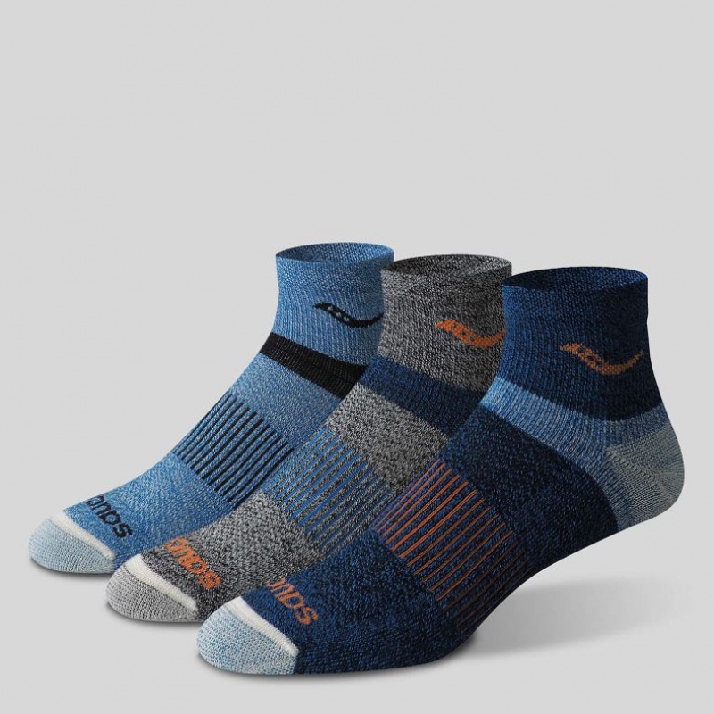 Multicolor Saucony Inferno Merino Wool Blend Quarter 3-Pack Men's Socks | EGYPT QMFXRA